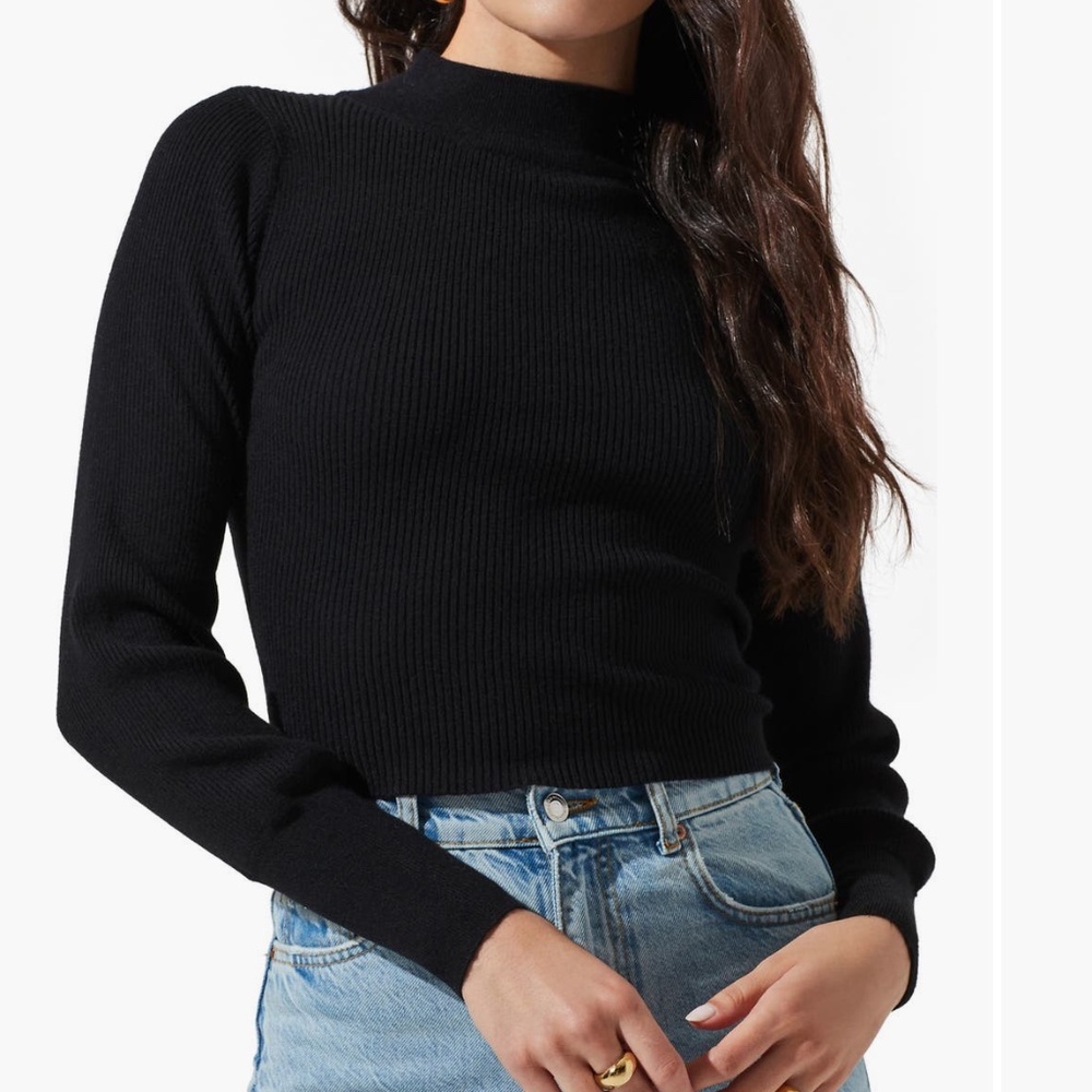 ASTR the Label Tie Back Mock Neck Sweater